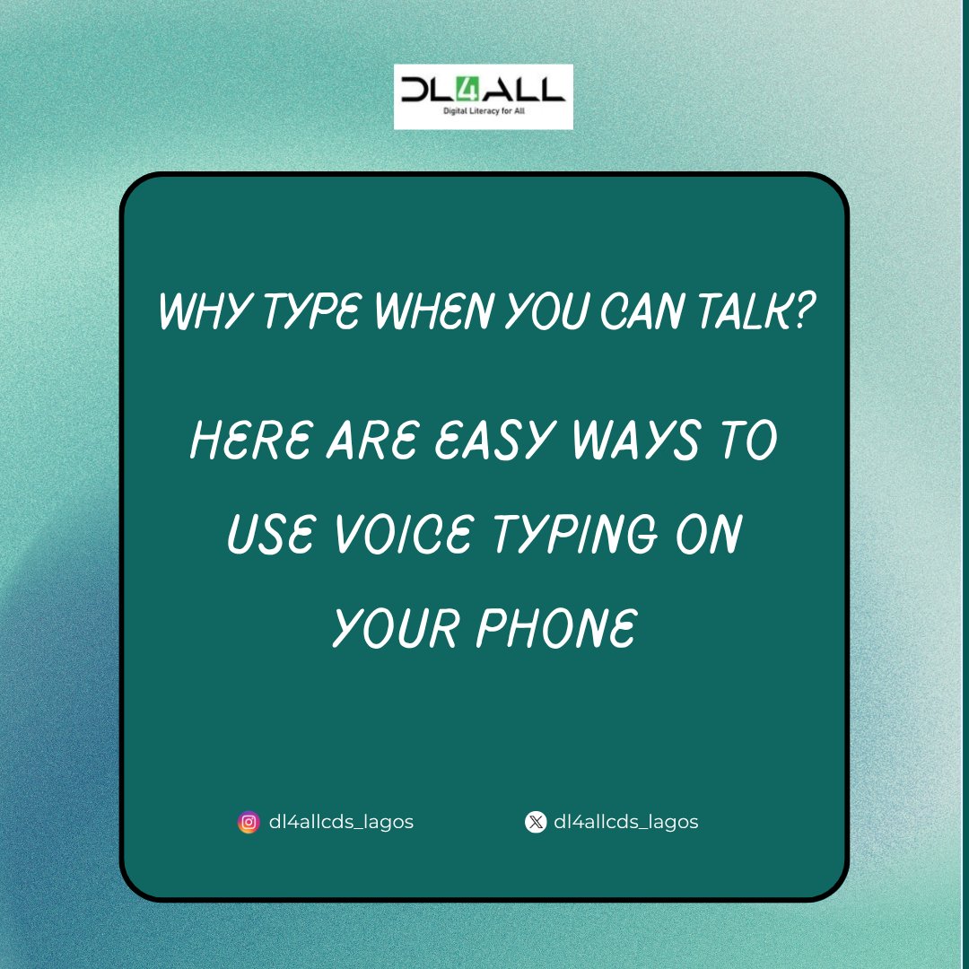 Dl4AllCds_Lagos's tweet image. Tuesday Tech Tips is backkk 
Let your voice do the typing. It saves time and makes work easier🔥
#dl4allcdslagos #VoiceToText