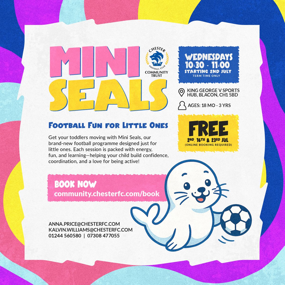 CFC_CommTrust's tweet image. Our new Early Years football programme ๐ ๐ถ๐ป๐ถ ๐ฆ๐ฒ๐ฎ๐น๐ continues tomorrow! โฝ๐ฆญ
These fun-filled 30 minute sessions for children aged 18 months to 3 years will use games and activities to introduce basic football and movement skills, build confidence, and develop socialโฆ