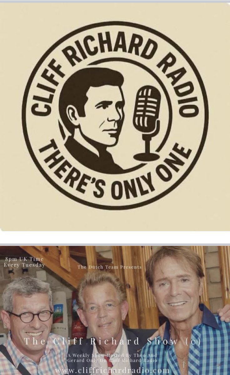 Tonight from 8pm UK time on Cliff Richard Radio, episode 568 of THE CLIFF RICHARD SHOW ©️, presented continuously for almost 11 years and compiled in your familiar format. 

Chat with each other while listening via Audials, GetMeRadio or via our stream: 

station.voscast.com/5eadfc475002a/