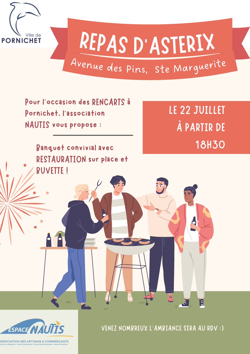 Ville de Pornichet (@villepornichet) on Twitter photo ๐๐๐ง๐ ๐๐ซ ๐๐ฏ๐๐ง๐ญ ๐๐ ๐๐๐ฌ๐ญ๐จ๐ฒ๐๐ซ ! ๐ฅ
Ce soir, avant les Festival les RencโArts, l'association de commerรงants Espace Nautis vous propose un banquet convivial ร partir ร 18h30, avenue des Pins ร Sainte-Marguerite.
#pornichet #festival #banquet ๐๐๐ง๐ ๐๐ซ ๐๐ฏ๐๐ง๐ญ ๐๐ ๐๐๐ฌ๐ญ๐จ๐ฒ๐๐ซ ! ๐ฅ
Ce soir, avant les Festival les RencโArts, l'association de commerรงants Espace Nautis vous propose un banquet convivial ร partir ร 18h30, avenue des Pins ร Sainte-Marguerite.
#pornichet #festival #banquet