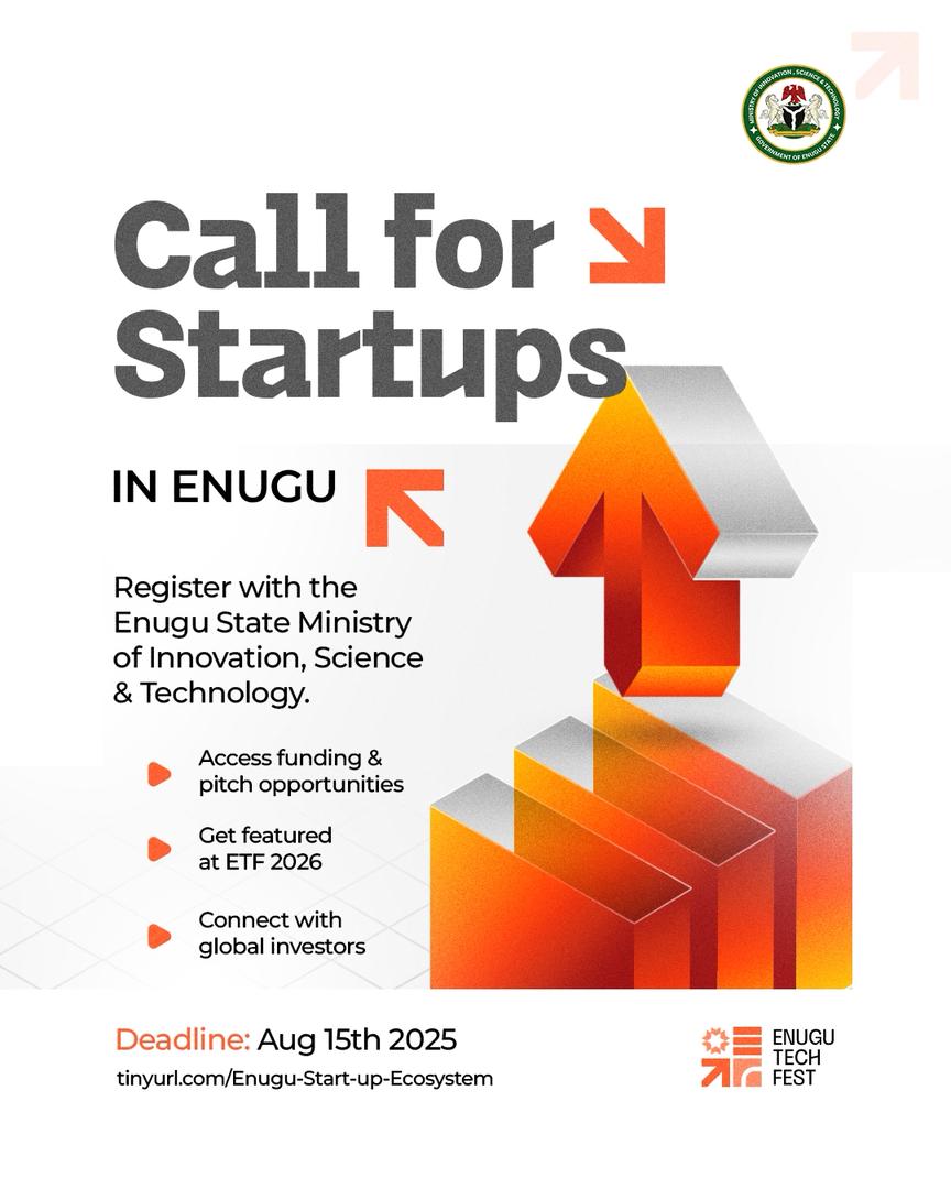 Enugu_techfest's tweet image. Join the official Startup Ecosystem Database by Enugu State Gov's Ministry of Innovation, Science & Tech.
Access funding, pitch opportunities, global visibility at ETF 2026, and investor connections.
All stages & sectors are welcome—FinTech, AgriTech, etc.
Deadline: Aug 15,…