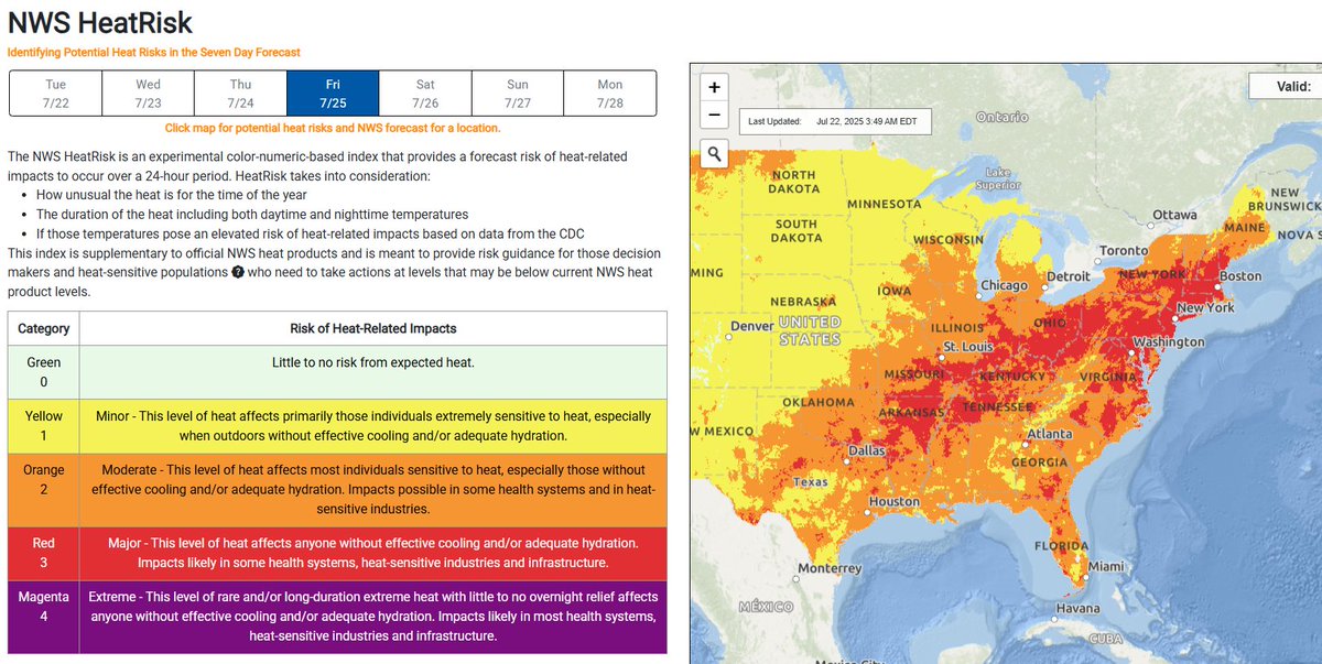 JimCantore's tweet image. Prolonged HEAT right into August with some breaks for the northeast over the last couple days of July. Should be a nice cold front. The MS,OH, and TN Valley's bake. Daily "Feels Like" temps over 105F in many places.