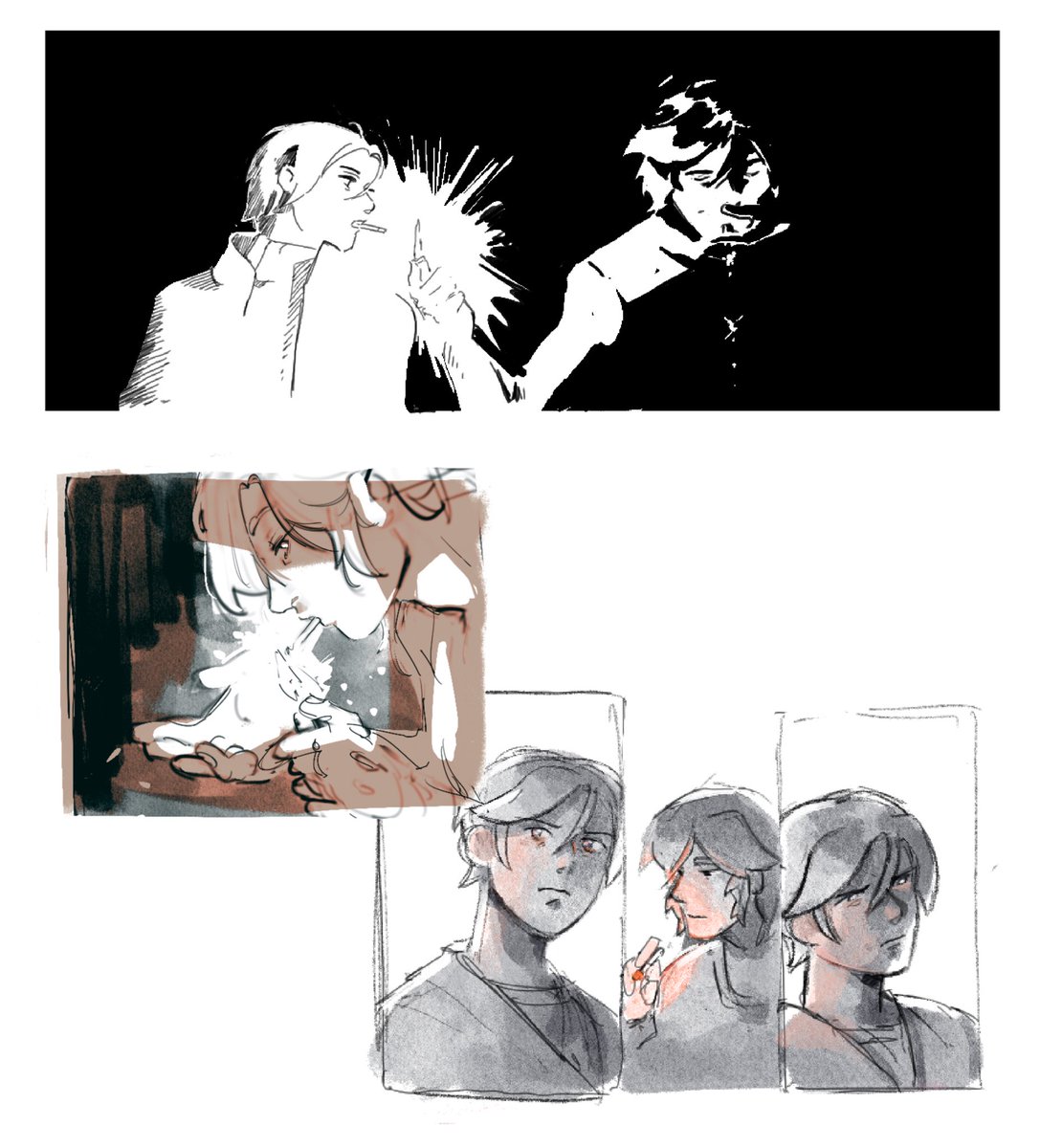ladybelleville's tweet image. mad af because i forgot my tablet pen at home so hereโs a compilation of all my sketches of madara looking slightly ominous while smoking