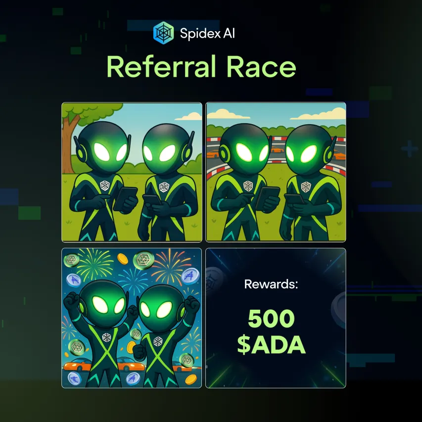 Spidex_ag's tweet image. Spidex AI Referral Race - Make it to the top!
🔥 500 $ADA on the line, and you're still just watching?
👉 Join the race: app.spidex.ag
📘 Learn the rules: spidex-ai.gitbook.io/spidex-ai-docs…
#SpidexAI #Cardano #DeFAI #ReferralRace