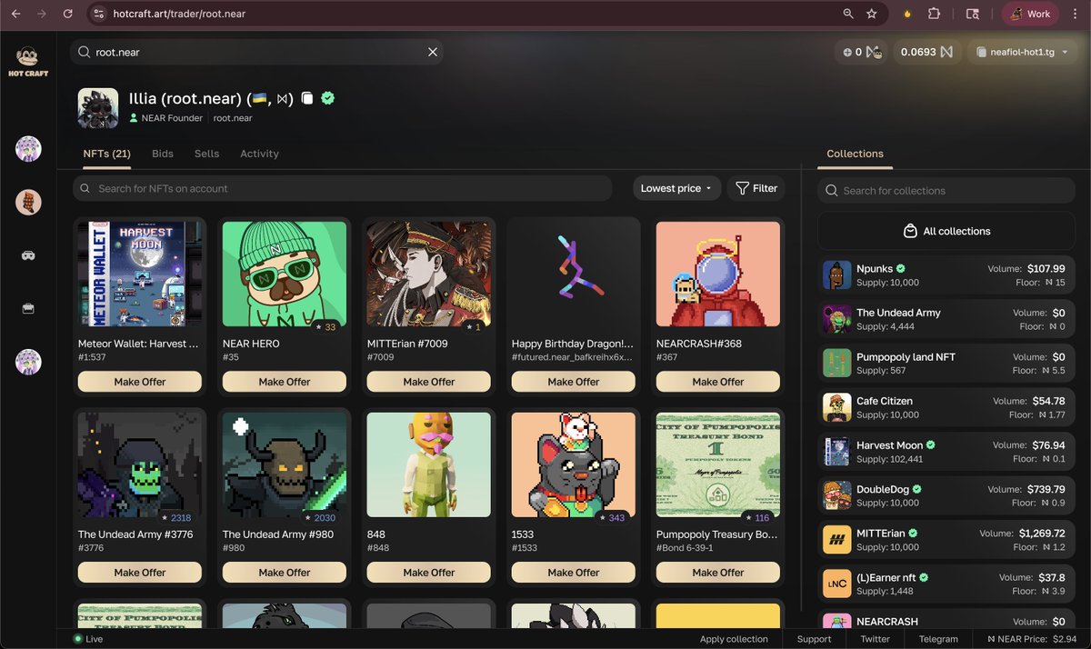 p_volnov's tweet image. We added public profiles on HOT Craft 🙊

NFTs are largely about collectors and the people behind them. Now you can see when the team, influencers, and founders trade and track their portfolio

 @ilblackdragon, now we all can see if you trade 😏