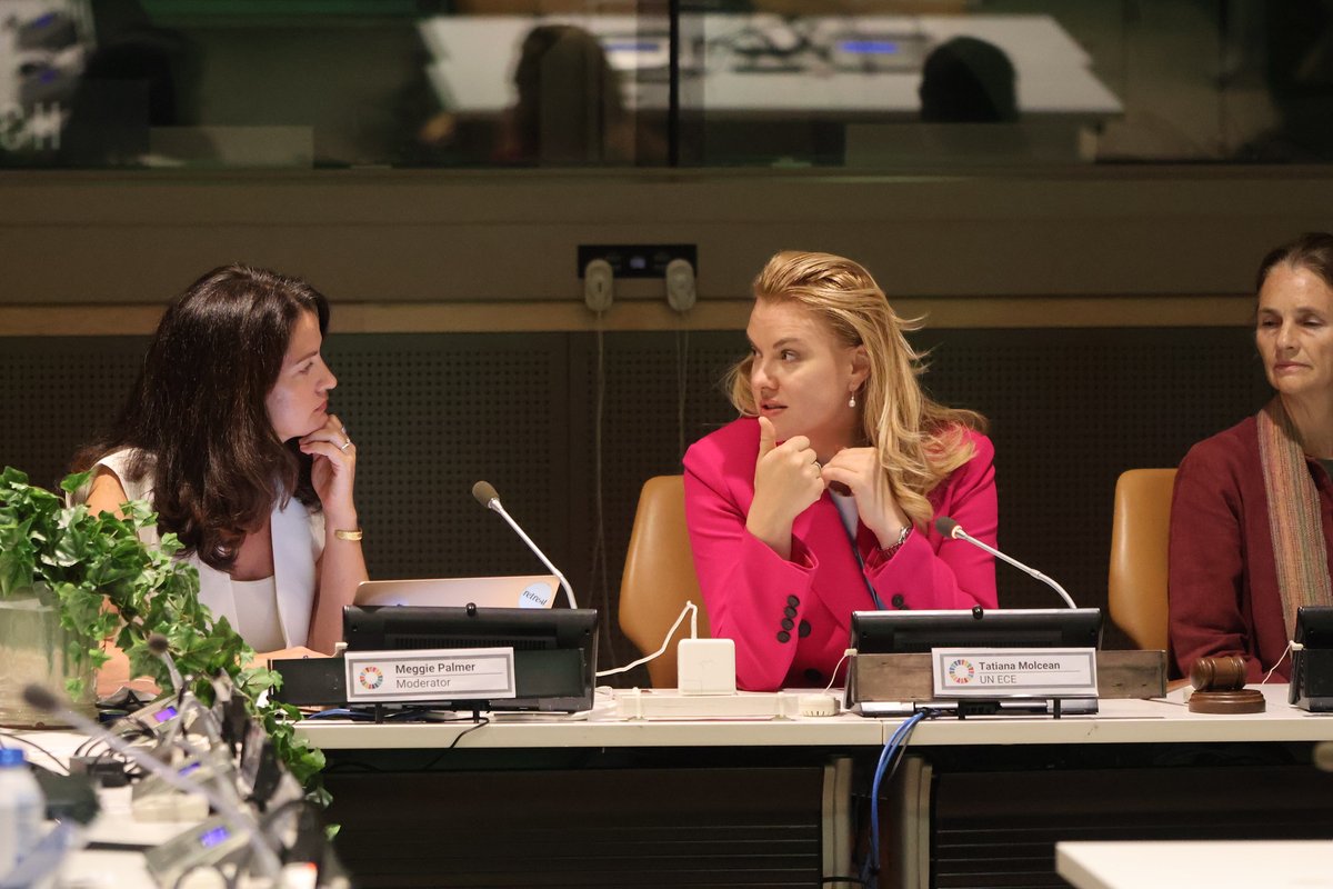 UNECE's tweet image. Investing in social #development underpins sustainable peace & resilient economies. @UNECE policy tools, esp. #PublicPrivatePartnerships, can help align public spending & private finance w/ inclusive objectives, empowering people & restoring social trust ~ @Tatiana_Molcean #HLPF