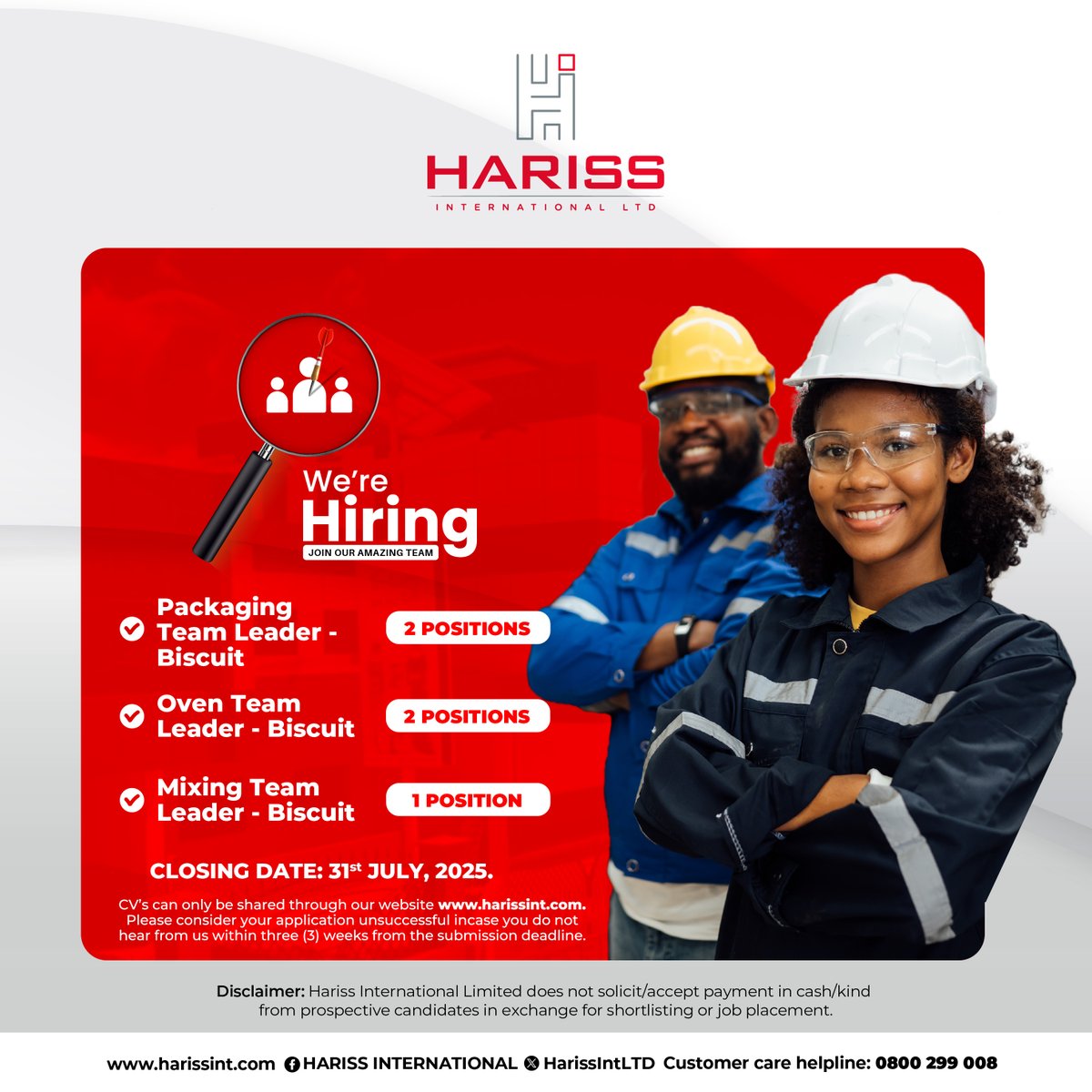 🚨 We’re Hiring! 🚨

We’re looking for passionate, driven individuals to join our growing team.

Ready for your next big opportunity? Check out our open positions and apply today by submitting your CV here: harissint.com/career