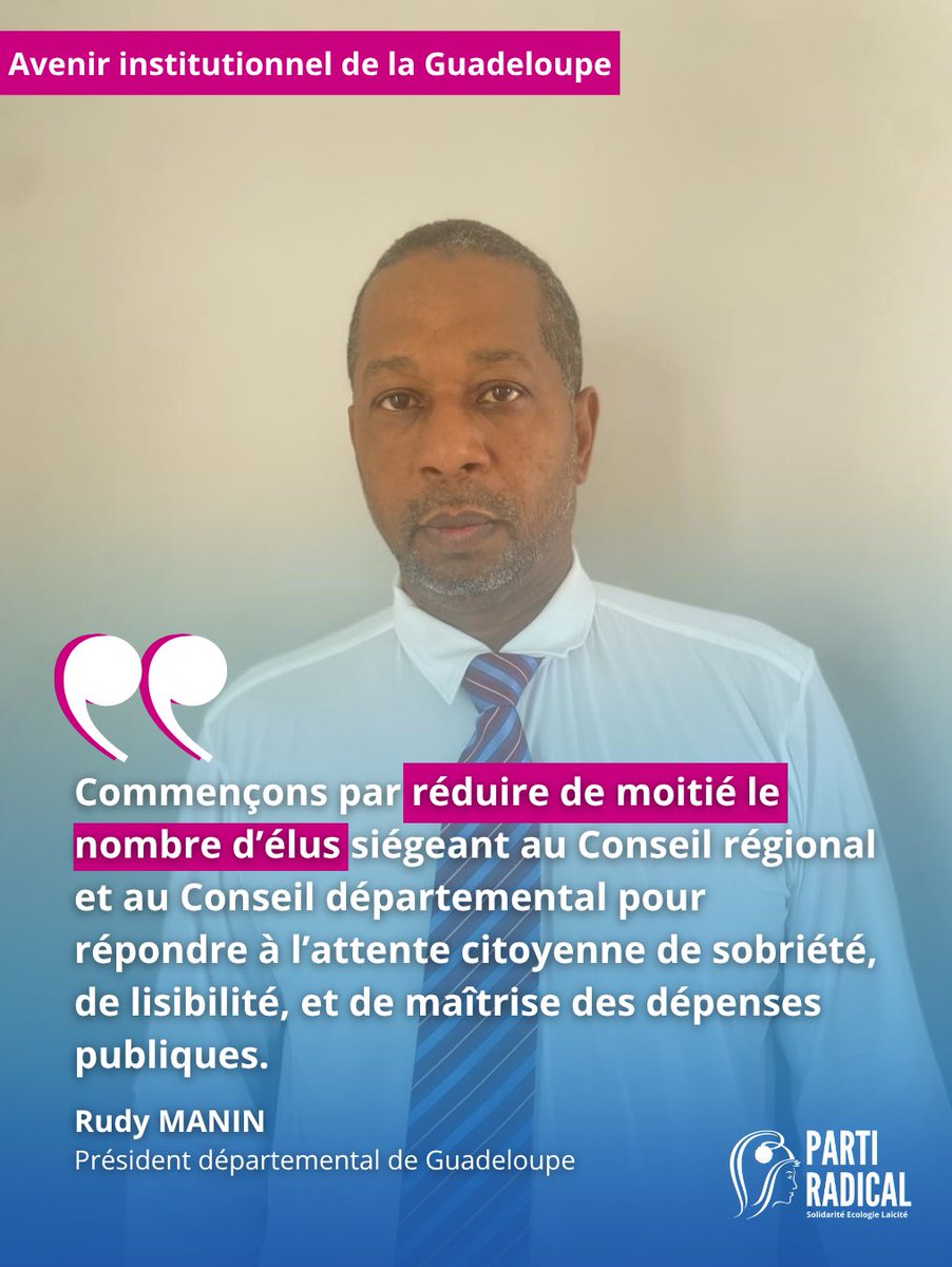 PartiRadical's tweet image. 📣Evolution institutionnelle de la #Guadeloupe : retrouvez le communiqué du @PartiRadical de Guadeloupe présidé par Rudy Manin sur bit.ly/4mrjdIL