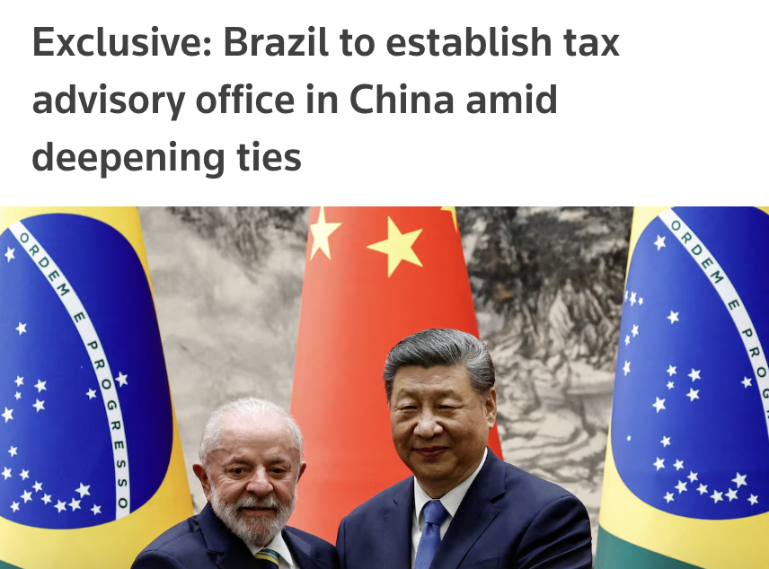 US_ShipOfState's tweet image. Our 50% tariff on Brazil isn't having the imagined effect of causing them to humbly submit in obedience.
──────────────
Brazil will establish a tax advisory office in China.
The decision underscores Brazil's growing focus on its relationship with China, its…