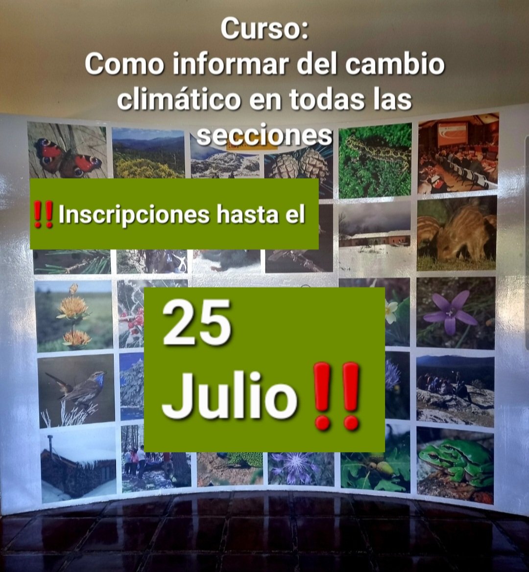 APIA (@apia_es) on Twitter photo Todavía quedan plazas👍
#Ceneam <a href="/mitecogob/">Transición Ecológica y Reto Demográfico</a> #comunicacionambiental
📆29 y 30 de septiembre
<a href="/mariagfuente/">María García Fuente</a> <a href="/drotorrent/">Dani Rodrigo.</a> <a href="/ecienciacom/">Alex Fernández Muerza</a> <a href="/monteromonti/">José María Montero S</a>
<a href="/CurioNatural/">CuriosidadNatural</a> <a href="/EduRobayna/">Eduardo Robaina</a>
<a href="/evaou22/">Eva Rodriguez Nieto</a> <a href="/IreneBanosR/">Irene Baños Ruiz</a>
Inscríbete👇
miteco.gob.es/es/ceneam/form… Todavía quedan plazas👍
#Ceneam <a href="/mitecogob/">Transición Ecológica y Reto Demográfico</a> #comunicacionambiental
📆29 y 30 de septiembre
<a href="/mariagfuente/">María García Fuente</a> <a href="/drotorrent/">Dani Rodrigo.</a> <a href="/ecienciacom/">Alex Fernández Muerza</a> <a href="/monteromonti/">José María Montero S</a>
<a href="/CurioNatural/">CuriosidadNatural</a> <a href="/EduRobayna/">Eduardo Robaina</a>
<a href="/evaou22/">Eva Rodriguez Nieto</a> <a href="/IreneBanosR/">Irene Baños Ruiz</a>
Inscríbete👇
miteco.gob.es/es/ceneam/form…