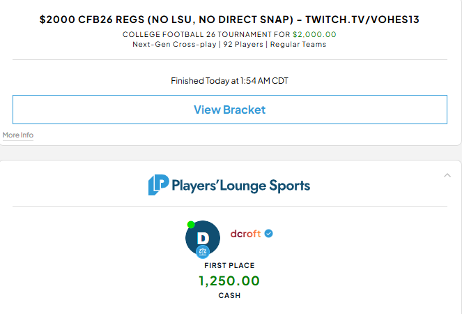 Dcroft's tweet image. Won The $2,000 PL CFB26 Tournament Last Night!
ALL of my schemes that I use to win are currently posted on
civil.gg/become-a-membe…
Dcroft40 saves you 40% off all memberships!
Our LIMITED TIME Pre-Sale Ends THIS THURSDAY!