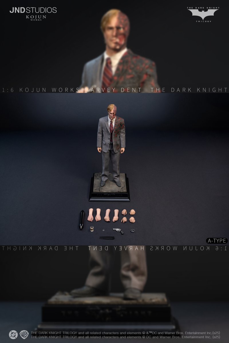 CollectJND's tweet image. Dear Collectors,
 
We are excited to share the second phase of pics for the KOJUN Works 1/6 Harvey Dent &amp;amp; Two-Face collectible.

Today’s reveal highlights the Dark Knight Trio — showcasing Harvey Dent, Batman, and the final mass-production version of the Joker side by side. This…