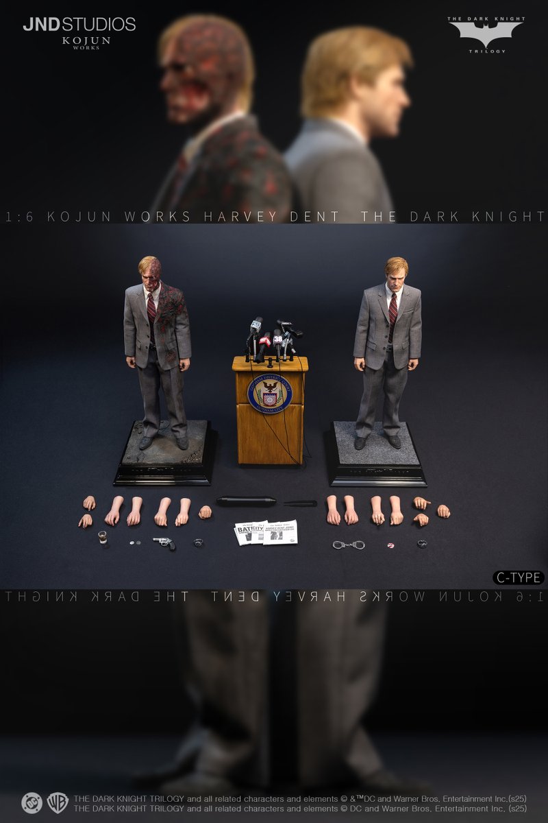 CollectJND's tweet image. Dear Collectors,
 
We are excited to share the second phase of pics for the KOJUN Works 1/6 Harvey Dent &amp;amp; Two-Face collectible.

Today’s reveal highlights the Dark Knight Trio — showcasing Harvey Dent, Batman, and the final mass-production version of the Joker side by side. This…