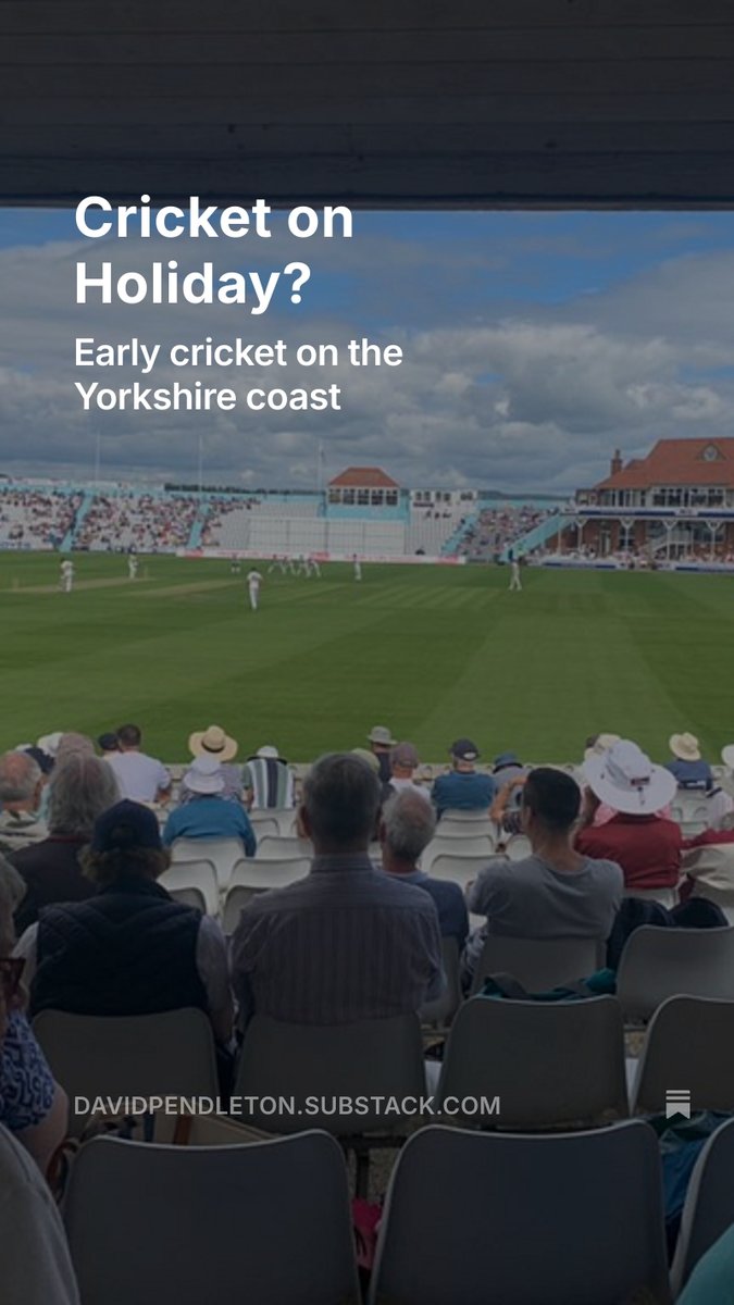 Cricket on Holiday? As the first day of the famed Scarborough Cricket Festival gets underway, we take a look back at the early history of cricket on the Yorkshire Coast. <a href="/ScarboroCricket/">Scarborough CC</a> <a href="/FileyCC/">Filey C.C</a> 
open.substack.com/pub/davidpendl…