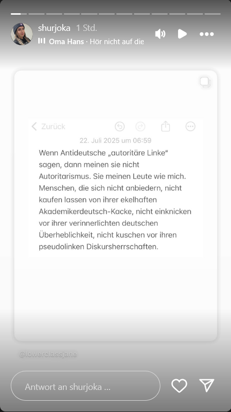 SashenQQa's tweet image. Wenn #Shurjoka von "Akademikerdeutsch-Kacke" spricht, dann aus ihrer eigener Erfahrung als Akademiker-Tochter.
Ihre Mutter trägt ja schließlich nicht umsonst einen Dipl.-Ing. im Titel. Ups.