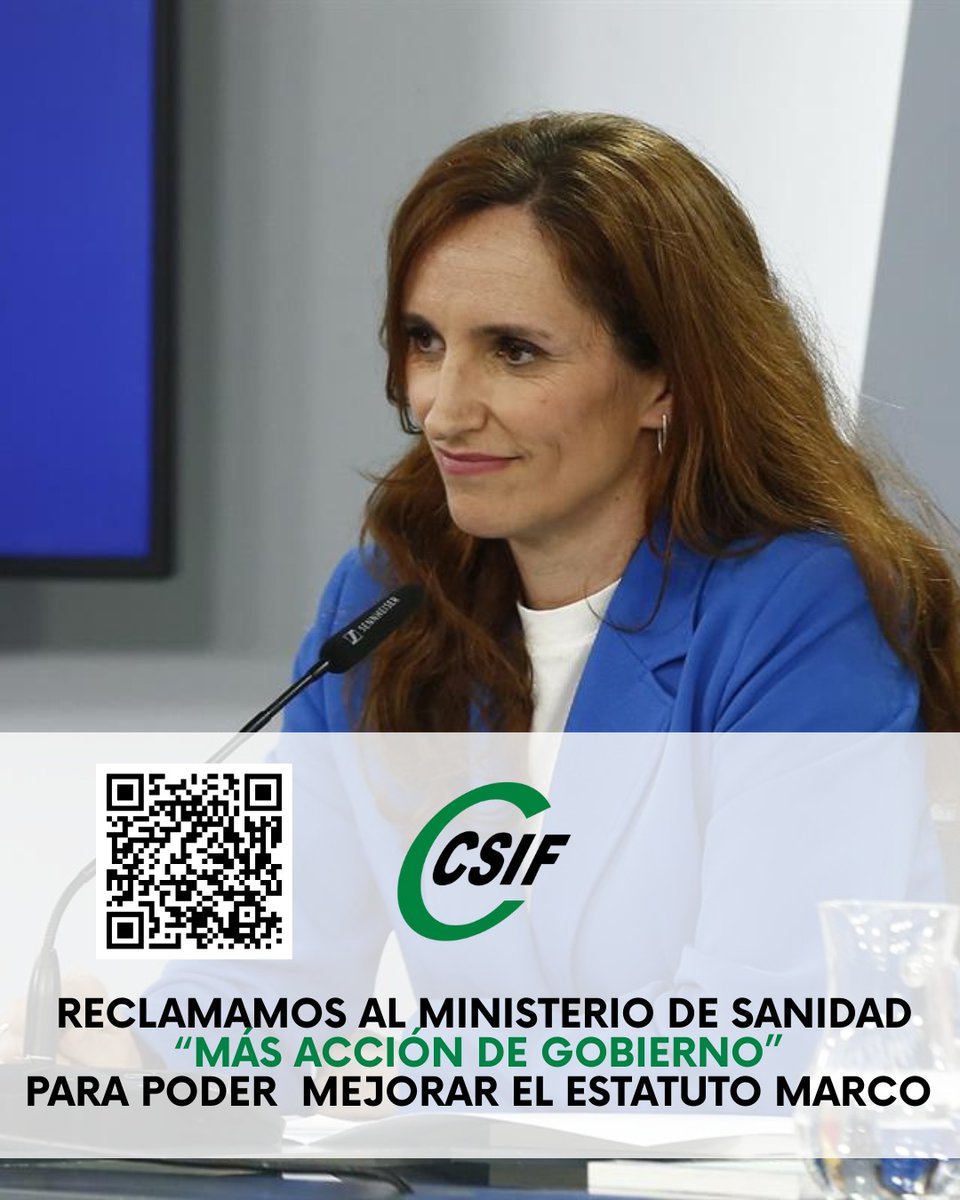 🟢 RECLAMAMOS “MÁS ACCIÓN DE GOBIERNO” PARA MEJORAR EL ESTATUTO MARCO

 ⚠️ Denunciamos la falta de implicación del conjunto del Gobierno en una norma clave para más de un millón de profesionales del SNS.

🔗 Más info aquí 👇
 csif.es/es/articulo/na…