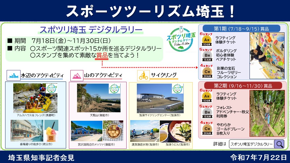 pref_saitama's tweet image. 【夏休みは埼玉で遊ぼう!】
埼玉県には、夏休みに楽しめる魅力的なスポットが数多くあります。アウトドアスポーツや工場見学などをきっかけに埼玉を満喫し、心に残る思い出を作りませんか。
▽スポツリ埼玉デジタルラリー
sportstourism.pref.saitama.lg.jp
▽工場見学
chocotabi-saitama.jp/special/saitam…