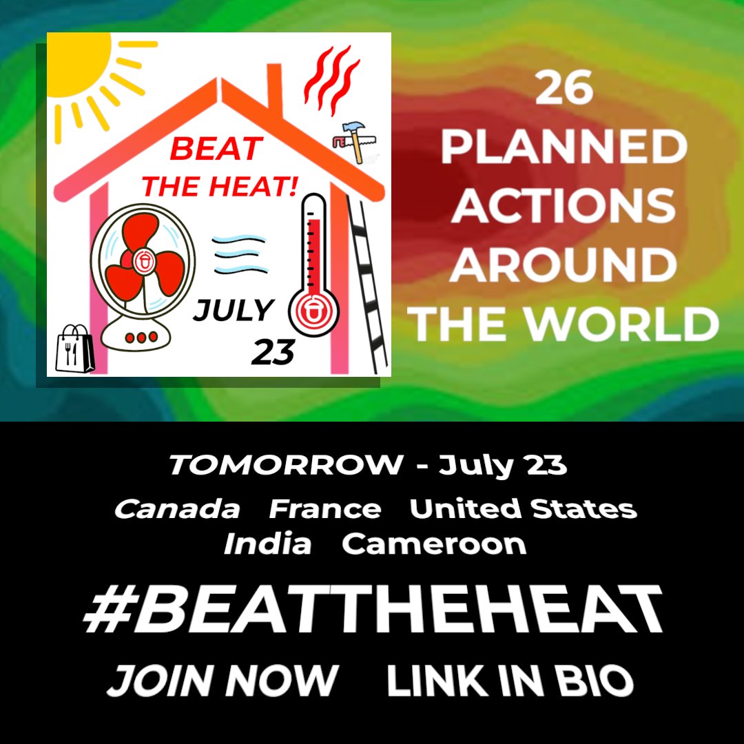 From Delhi to New Orleans, Paris to Nova Scotia
People in 25 cities across 6 countries join the #BeatTheHeat global day of action on July 23.

Workers demand cooling breaks and heat safety. Tenants demand AC, housing upgrades, and cooling rights.

Join in. Link in bio.