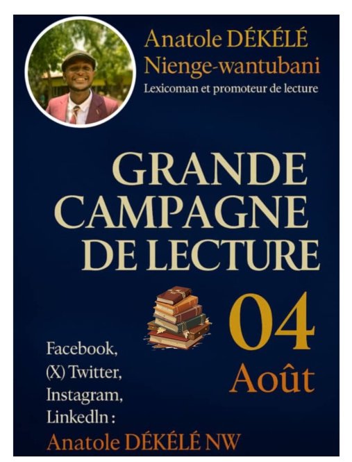 Isako Chadrack (@chadrack_isako) on Twitter photo Ă nous, les amoureux de la lecture !
Ce 04 août, restez branchés sur les différents canaux indiqués sur l'affiche, pour suivre cette grande campagne de promotion de la lecture avec notre camarade <a href="/DekeleNw/">Anatole dékélé Nw</a> à nous, les amoureux de la lecture !
Ce 04 août, restez branchés sur les différents canaux indiqués sur l'affiche, pour suivre cette grande campagne de promotion de la lecture avec notre camarade <a href="/DekeleNw/">Anatole dékélé Nw</a>