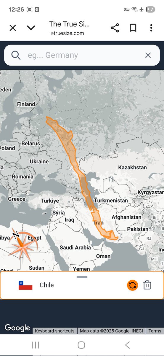 1khers's tweet image. یکی از این سایتهایی که اندازه واقعی کشورها (که تو نقشههای مسطح تغییر میکنند) رو نشون میدن پیدا کردم و سرگرمی جدید هم پیدا شد. یافتههای شب اول:
۱. فریب نخورید. روسیه (آبی) در هر حالتی بزرگ و پهناوره.
۲. اگر جنوب شیلی رو بذاریم رو چابهار، شمالش میرسه به سنتپترزبورگ.