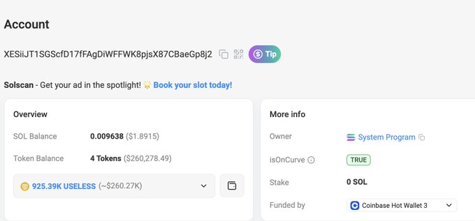 钱包余额显示Useless Coin持仓