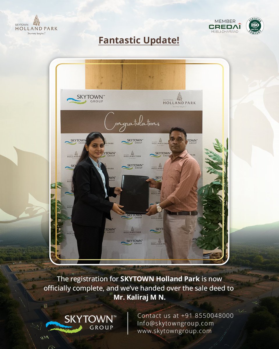 infoskytown27's tweet image. A proud moment as Mr. Kaliraj M N begins a new chapter at SKYTOWN Holland Park. Another step forward in turning dreams into addresses.
.
#skytownhollandpark #propertyregistration #hublihomes #realestatedeal #dreamaddress #clientmilestone