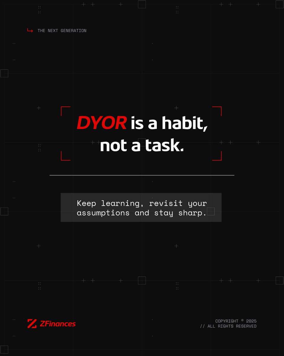 ZFinances_'s tweet image. Crypto can feel overwhelming but starting with your own research puts you in control. It’s the best way to stay grounded in a fast-moving market.

#DYOR #CryptoResearch #ZFinances