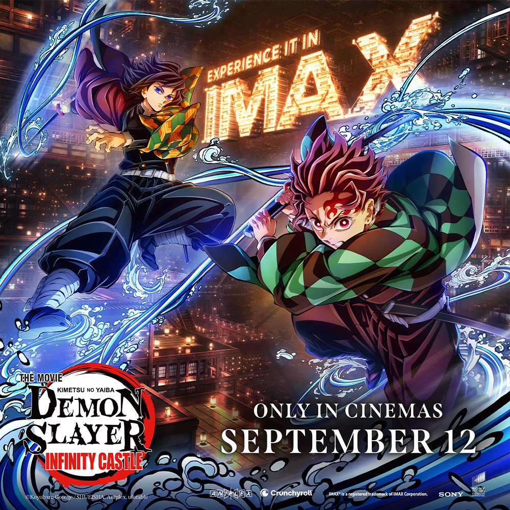 SonyPicturesUK's tweet image. It's almost time to experience the beginning of an epic cinematic trilogy! Demon Slayer: Kimetsu no Yaiba Infinity Castle comes to IMAX September 12 🔥