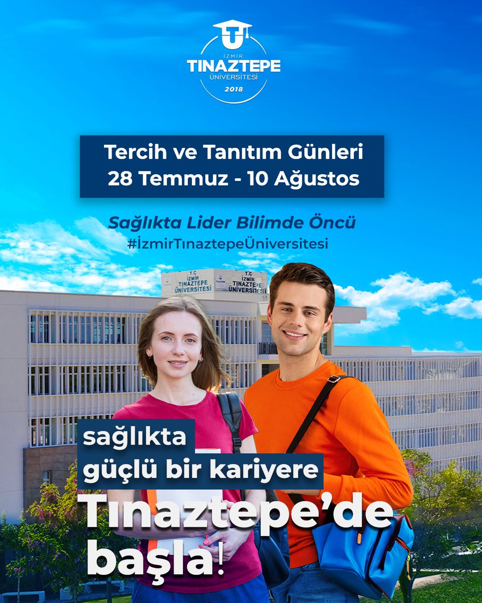 🎯Sağlıkta Güçlü Bir Kariyere TINAZTEPE'de Başla!

✅ Akademisyenler ile bölüm ve meslek görüşmeleri,
✅ Kariyer danışmanlığı,
✅ Tercih danışmanlığı,
✅ Tınaztepeli öğrenci görüşmeleri,
✅ Kampüs gezisi

Tercih ve Tanıtım Günleri 28 Temmuz – 10 Ağustos'ta İZTÜ'DE SENİ BEKLİYOR!