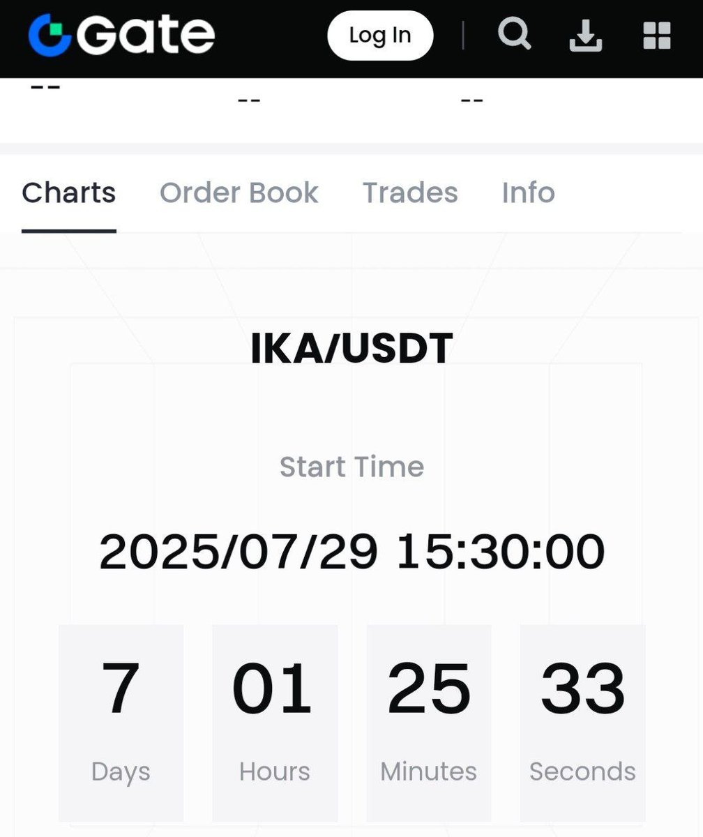 🚨 BREAKING: $IKA TGE is officially happening on July 29 at 15:30 UTC 

Trading kicks off on <a href="/Gate_io/">Gate</a> with the IKA/USDT pair.