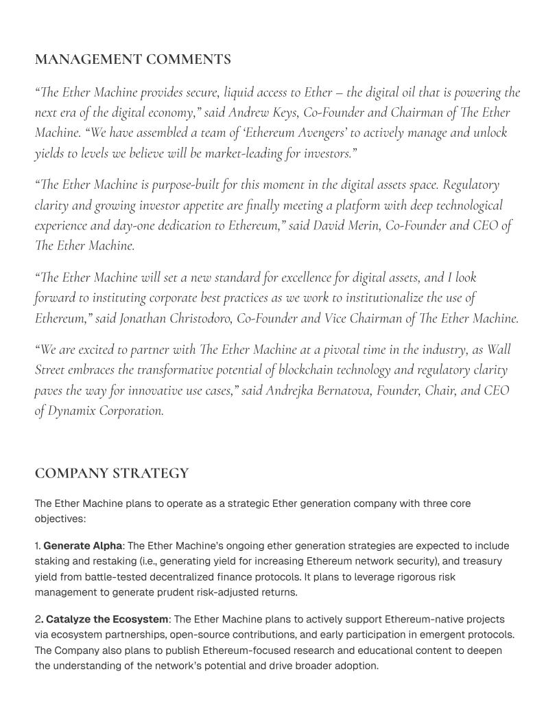 CryptoCoinShow's tweet image. ⚡️BIG: @TheEtherMachine goes public with $1.5 billion in committed capital to lead Ethereum-based public investment.
It will hold over 400,000 $ETH, offering top institutional access to Ethereum yield, and will trade on NASDAQ under “ETHM” after merging with The Ether Reserve,…