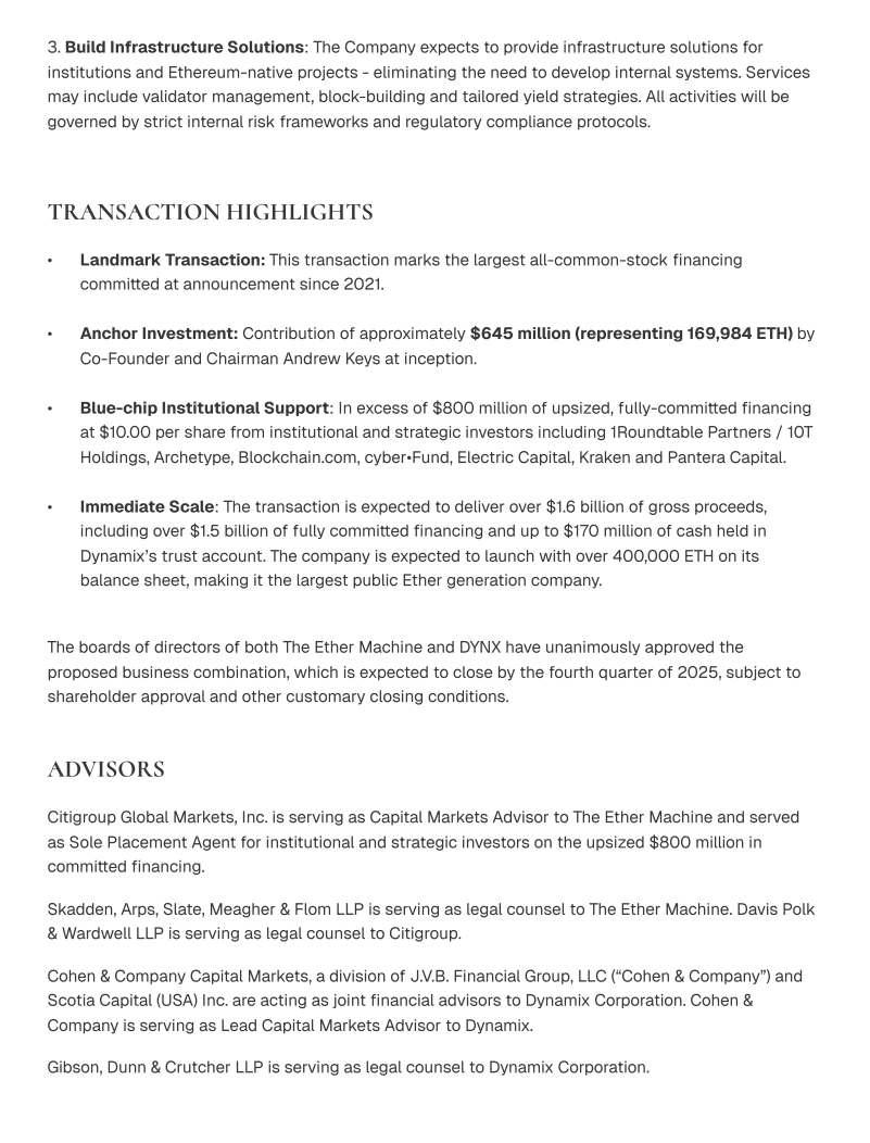 CryptoCoinShow's tweet image. ⚡️BIG: @TheEtherMachine goes public with $1.5 billion in committed capital to lead Ethereum-based public investment.
It will hold over 400,000 $ETH, offering top institutional access to Ethereum yield, and will trade on NASDAQ under “ETHM” after merging with The Ether Reserve,…