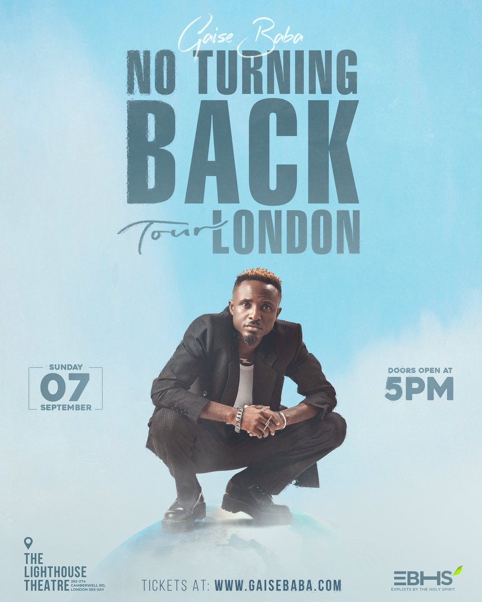gaisebaba's tweet image. LONDON.... fill the room, feel the music!
Get your tickets now: gaisebaba.com/tour and share with everyone you know within the King's domain.
#NoTurningBack #WeOutside