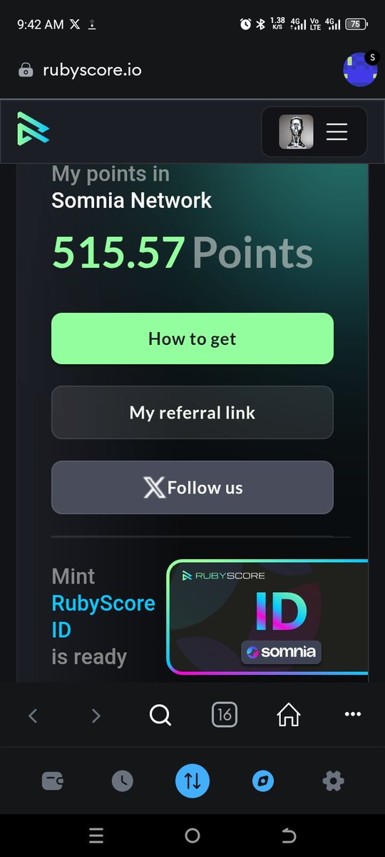 Morning boost on <a href="/Somnia_Network/">Somnia</a> 
Testnet Hit above 500 points with RubyScore—proud of the grind. Loving the 1M+ TPS action. 
Join me and stack points quest.somnia.network/referrals/0F0B…

 #SomniaNetwork #YapStorm #Web3