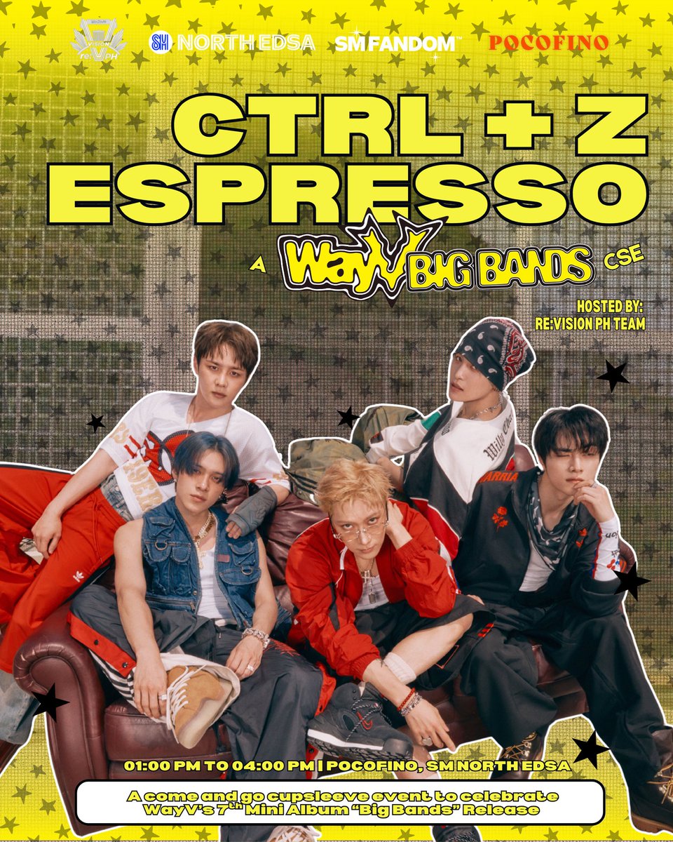 re_VISIONPH's tweet image. 🎷Ctrl + Z Espresso: A WayV BIG BANDS CSE ☕️

Grab a warm cup of coffee and celebrate with delicious Italian brews from Pocofino!

📍 Pocofino, SM North EDSA
📅 July 26, 2025 (Saturday)
🕐 1:00 PM – 4:00 PM
⏰ Come-and-go style — drop by anytime!

In partnership with…