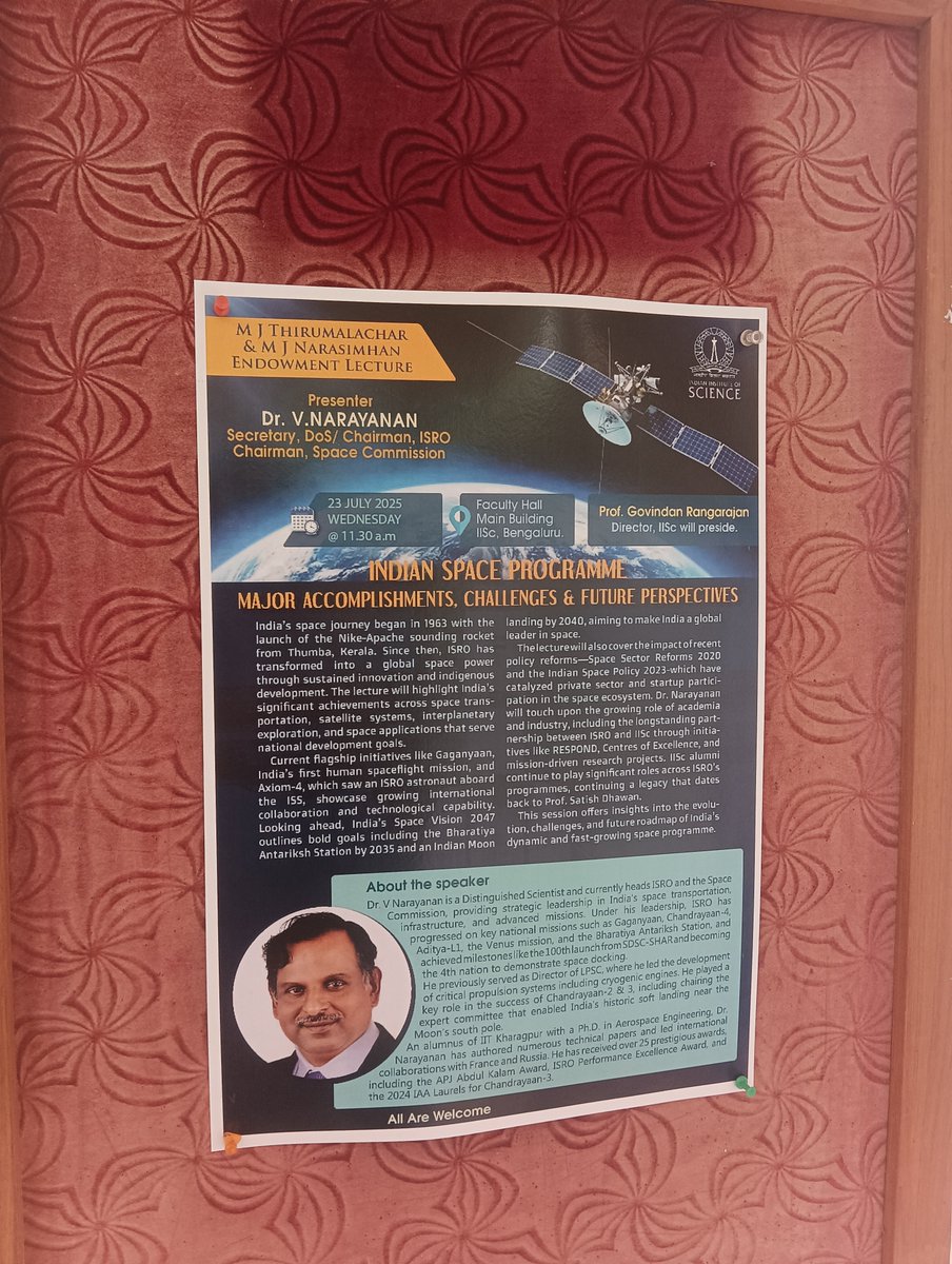 AtharvDubey206's tweet image. Dr V Narayanan is coming to IISC tomorrow will try to ask him some questions regarding ISRO's PR
@gareebscientist
@debapratim_
@VikranthJonna
@thenerdium
Reply me with questions you want me to ask him
#isro