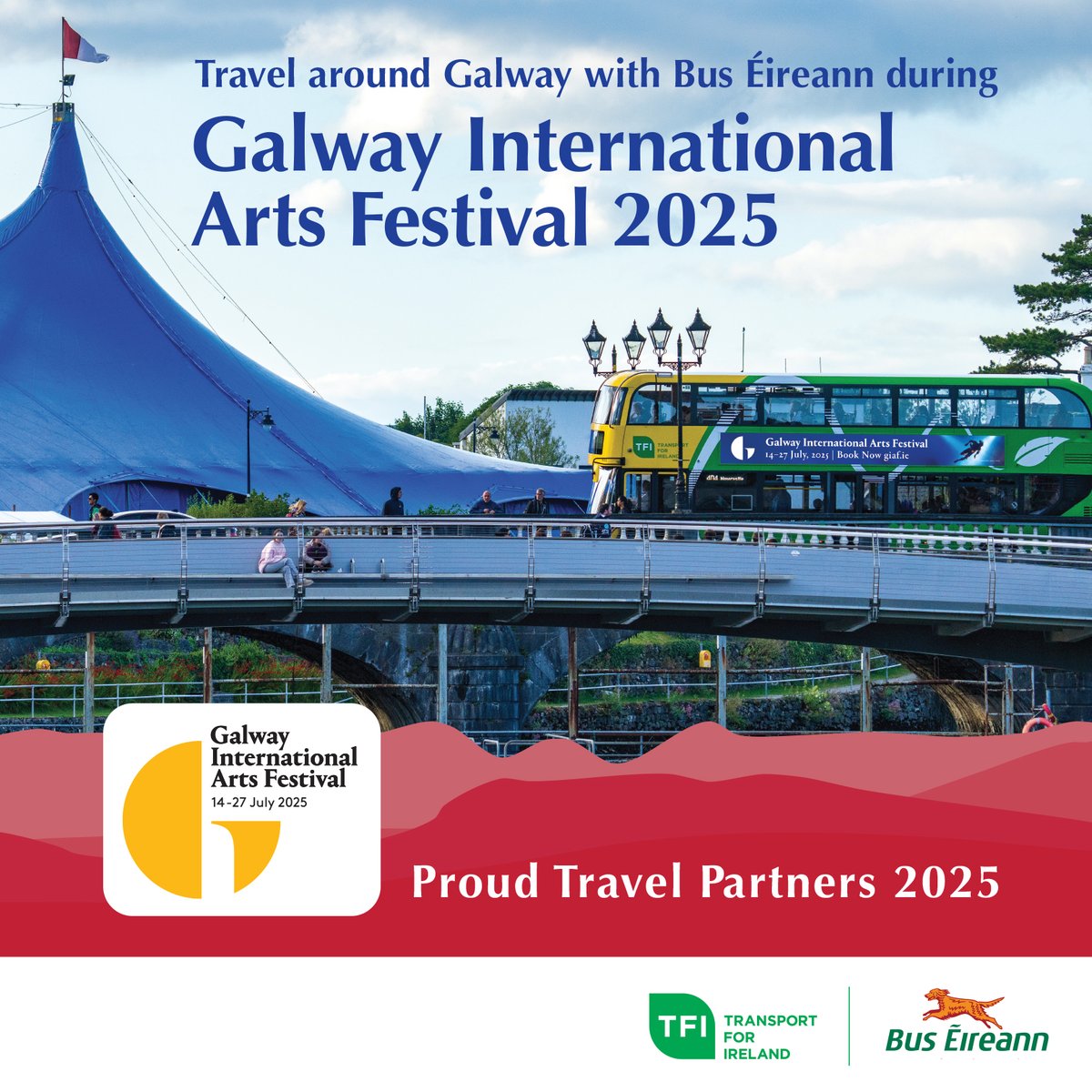 Buseireann's tweet image. Travel around Galway City with Bus Éireann, proud travel partners of the Galway International Arts Festival, this Summer.
Use your Leap Card for better value fares.
buseireann.ie/routes-pages/g…
#GIAF #GalwayInternationalArtsFestival #BusÉireann