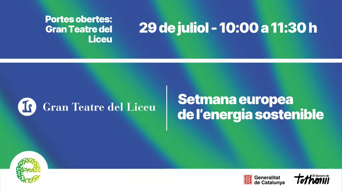 🎼 El <a href="/Liceu_cat/">Gran Teatre del Liceu</a> obrirà les seves portes el pròxim 29 de juliol per descobrir les diverses mesures d’eficiència energètica que han aplicat.

🗓️ 29 de juliol

⏰ 10.00–11.30 h
#SetmanaEnergia2025