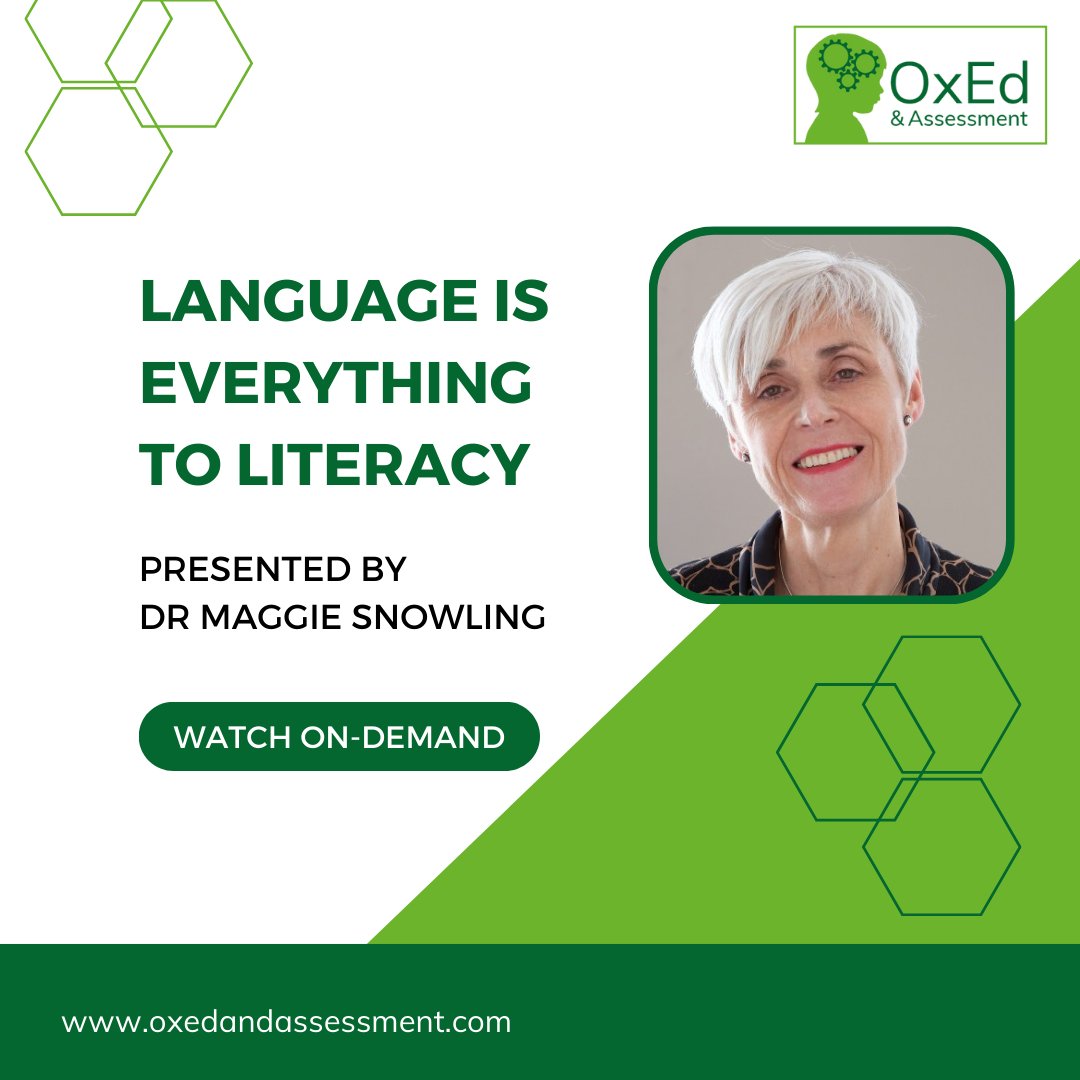 OxEdAssessment's tweet image. In this on-demand webinar, Prof Maggie Snowling delves into research highlighting that oral language is not just important in reading comprehension but also pivotal in the whole process of learning to read.
Learn more - ow.ly/CwwT50TNxxm