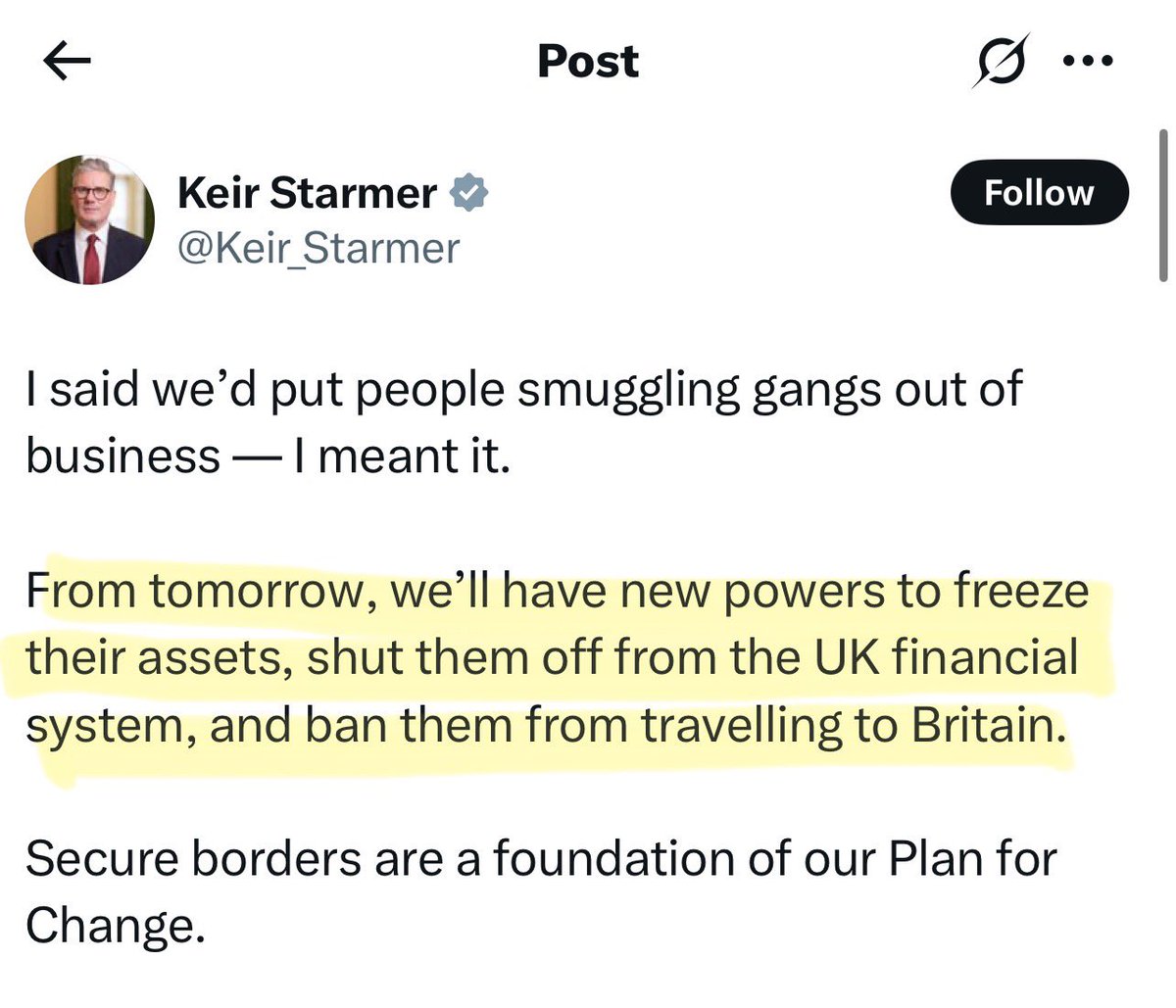 Artemisfornow's tweet image. PROPAGANDA - also known as misinformation.
Starmer claims he now has “new powers” to go after people-smuggling gangs.
In reality, these powers already exist, they just haven’t been arsed to use them.
▪️Proceeds of Crime Act 2002 - freeze and seize criminal assets
▪️Financial…