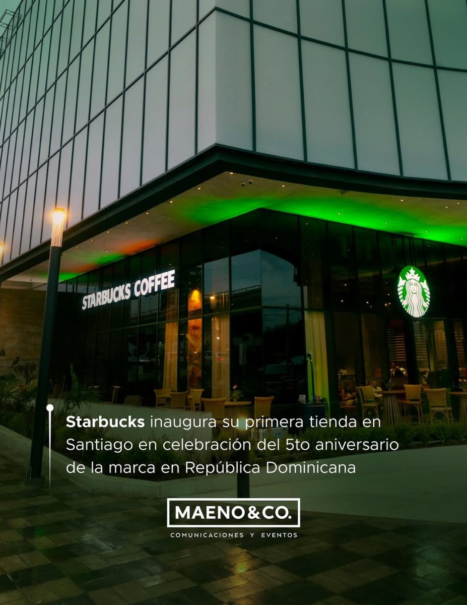 maenoco's tweet photo. Starbucks inaugura su primera tienda en Santiago en celebración del 5to aniversario de la marca en República Dominicana. 

#Starbucks #Santiago #5toaniversario #RepublicaDominicana https://t.co/rk3HvfXWrf