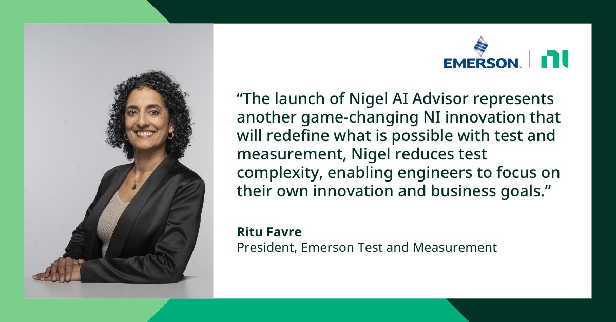 The NI Nigel™ AI Advisor has arrived! Engineers can boost their productivity and maintain control over their test environments with AI technology optimized for testing, integrated into NI @LabVIEW and TestStand. More about this innovation: bit.ly/3Unt4TF