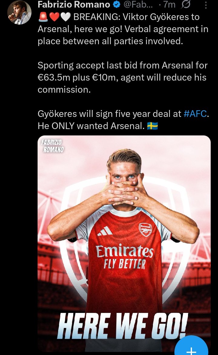 Poshan wamutu (@poshianw) on Twitter photo Arsenal fans have started, let me hope it won't end in tears .am waiting for that celebration against Man United
<a href="/Esau_Matsiko/">ESAU</a> <a href="/micheal_oracho/">Duke of Africa</a> <a href="/IAMMarcel7/">Engiro Marcel</a>
#Gyokeres Arsenal fans have started, let me hope it won't end in tears .am waiting for that celebration against Man United
<a href="/Esau_Matsiko/">ESAU</a> <a href="/micheal_oracho/">Duke of Africa</a> <a href="/IAMMarcel7/">Engiro Marcel</a>
#Gyokeres
