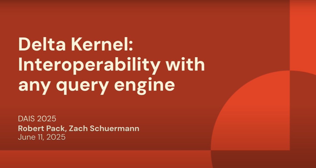 DeltaLakeOSS's tweet image. 🎥 Now Available: Delta-Kernel-RS — Unparalleled Interoperability Across Query Engines
At #DataAISummit, Robert Pack and Zach Schuermann (@Databricks) introduced Delta-Kernel-RS — a new #Rust implementation of the Delta Lake protocol designed for unparalleled interoperability…
