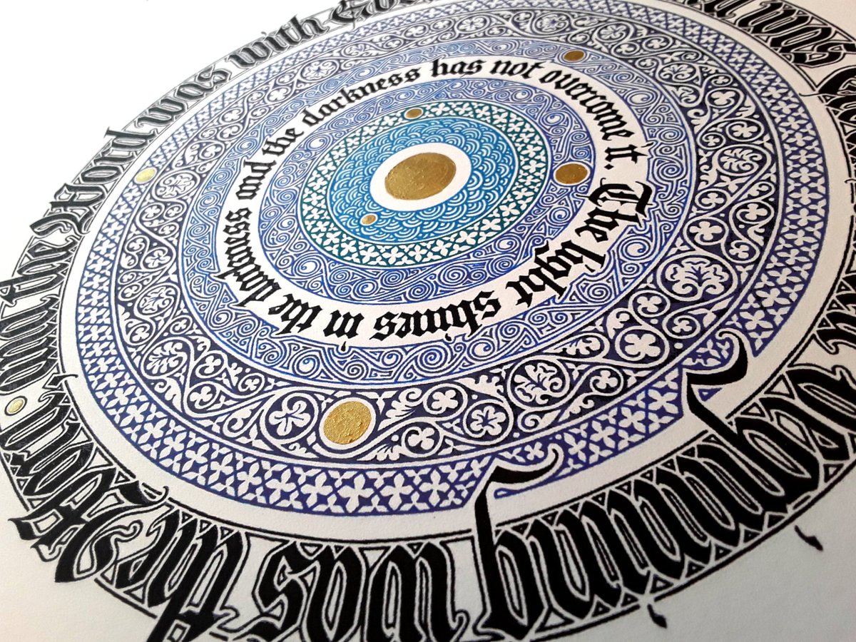 AHomelyHouse's tweet image. Good morning! Some circular calligraphy and filigree for John 1. Pretty strong overtones of the Timaeus.
