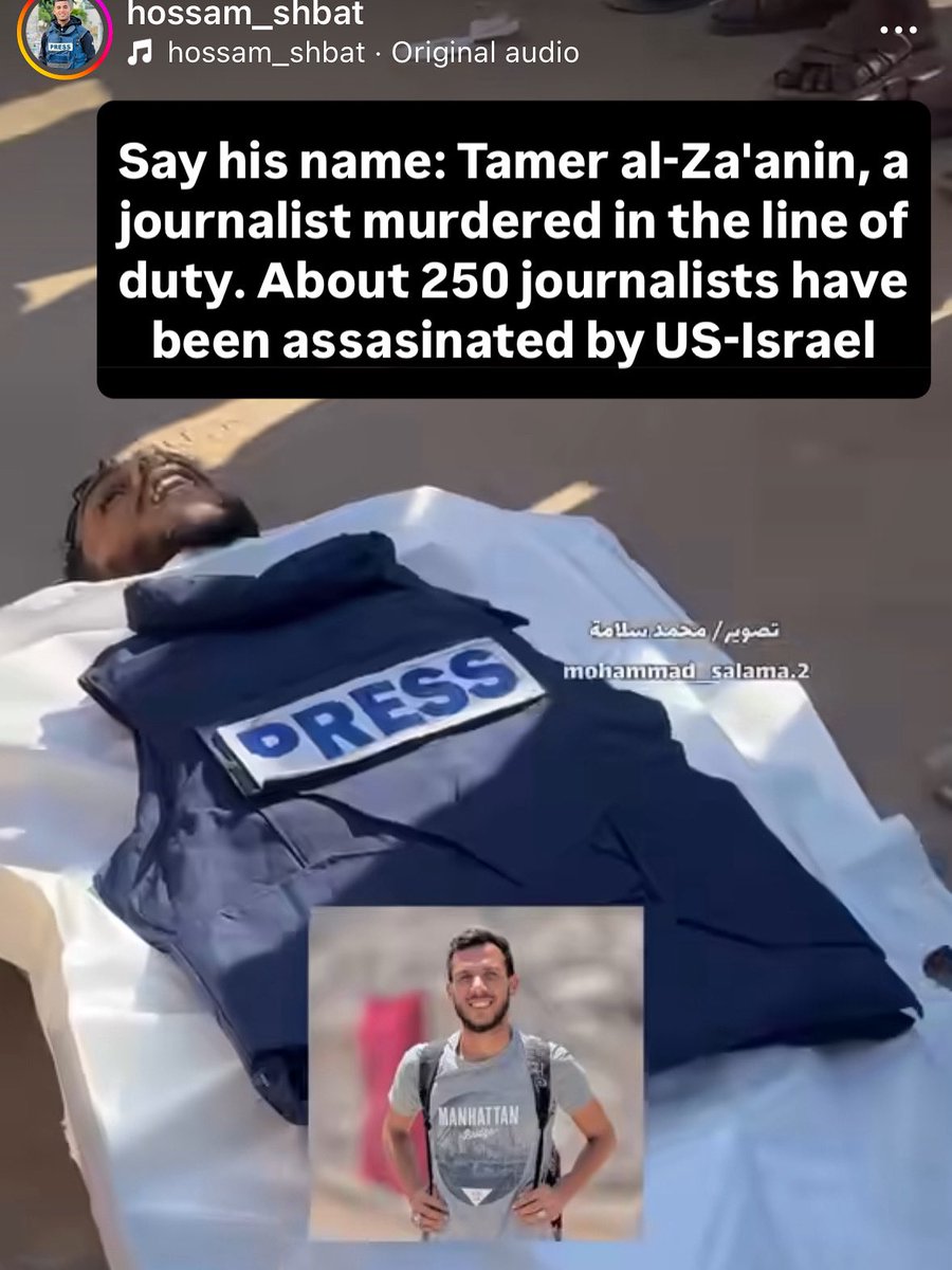 thrasherxy's tweet image. Say his name: Tamer al-Za'anin, a journalist murdered in the line of duty. About 250 journalists have been assasinated by US-Israel