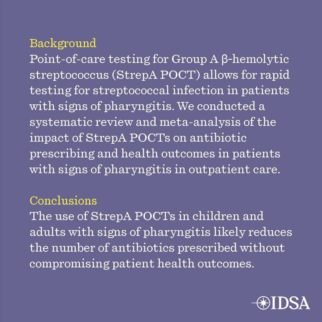 OFIDJournal's tweet image. The impact of point-of-care testing for Group A streptococcal pharyngitis on antibiotic prescribing and patient health outcomes in outpatient care
โ
Just Accepted
๐ bit.ly/3GIMEGM