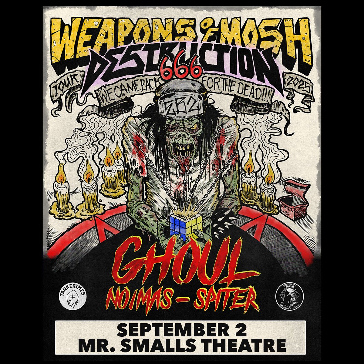 opusoneprod's tweet image. 📣🗓 NEW SHOW 🗓📣

@MrSmallsTheatre | 09/02 | @ghoulofficial Weapons of Mosh Destruction Tour 666 with #NoMas and #Spiter!! 

🎟 On Sale 07/22 at 10AM via tinyurl.com/3cptzakc 

#opusonepgh #pittsburgh #ghoul #nomas #spiter #mrsmallstheatre #mrsmalls #national #thrashmetal