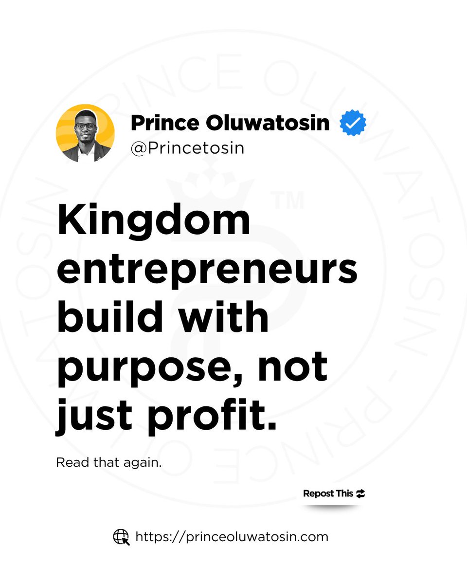 Kingdom minded entrepreneurs don’t just chase profits, they pursue purpose. That’s the real mission. #PurposeDriven #KingdomBusiness
