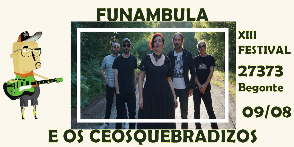 Préstanos moito contar con grupos que empezan nisto da farándula e máis se algúns dos compoñentes son de preto. Os seguintes en subir ao escenario do #Festival27373 son Funámbula e os Ceos Quebradizos. Benvidos á vosa casa.